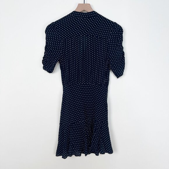 Free People Pippa Polka Dot Print Mini Dress Ruched Romantic Feminine Girly Boho - Picture 12 of 14